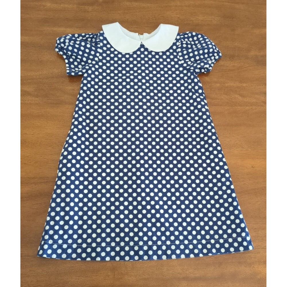 Classic Prep CPC girls Polka dot A Line navy blue & white cotton dress size 4T